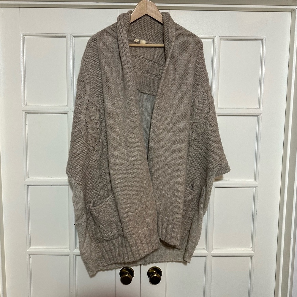 Moth by Anthropologie alpaca wool cardigan, beige color, size medium.
